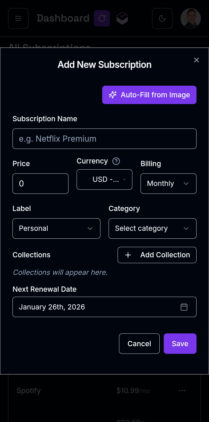 SubCheck App Screen 4