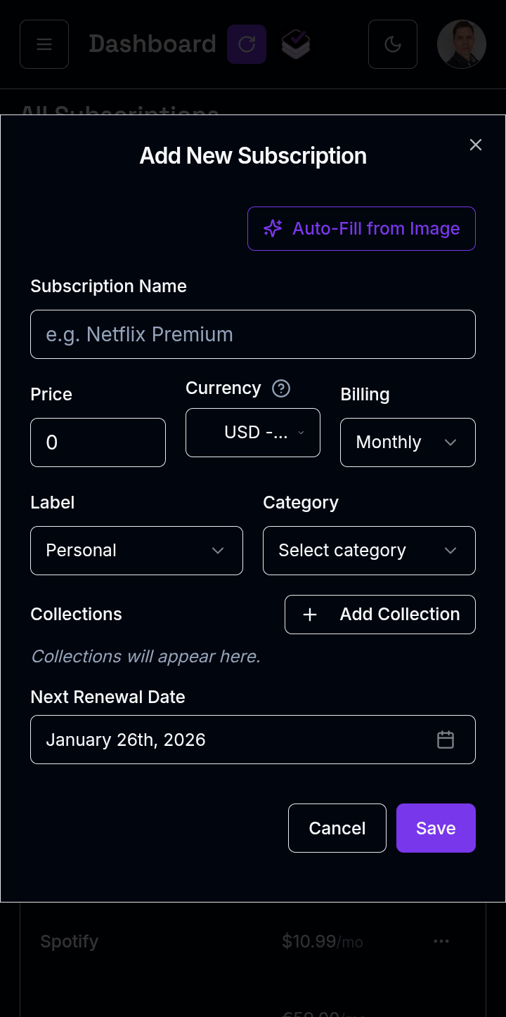 SubCheck App Screen 5